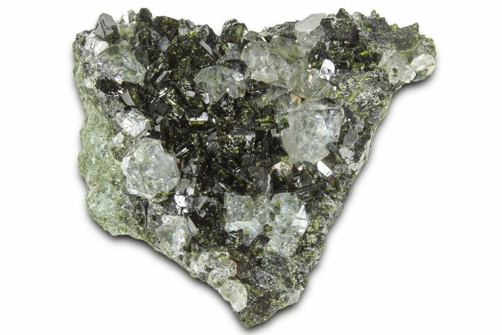Sparkling Dark Green Epidote Crystals with Quartz - Turkey #325064